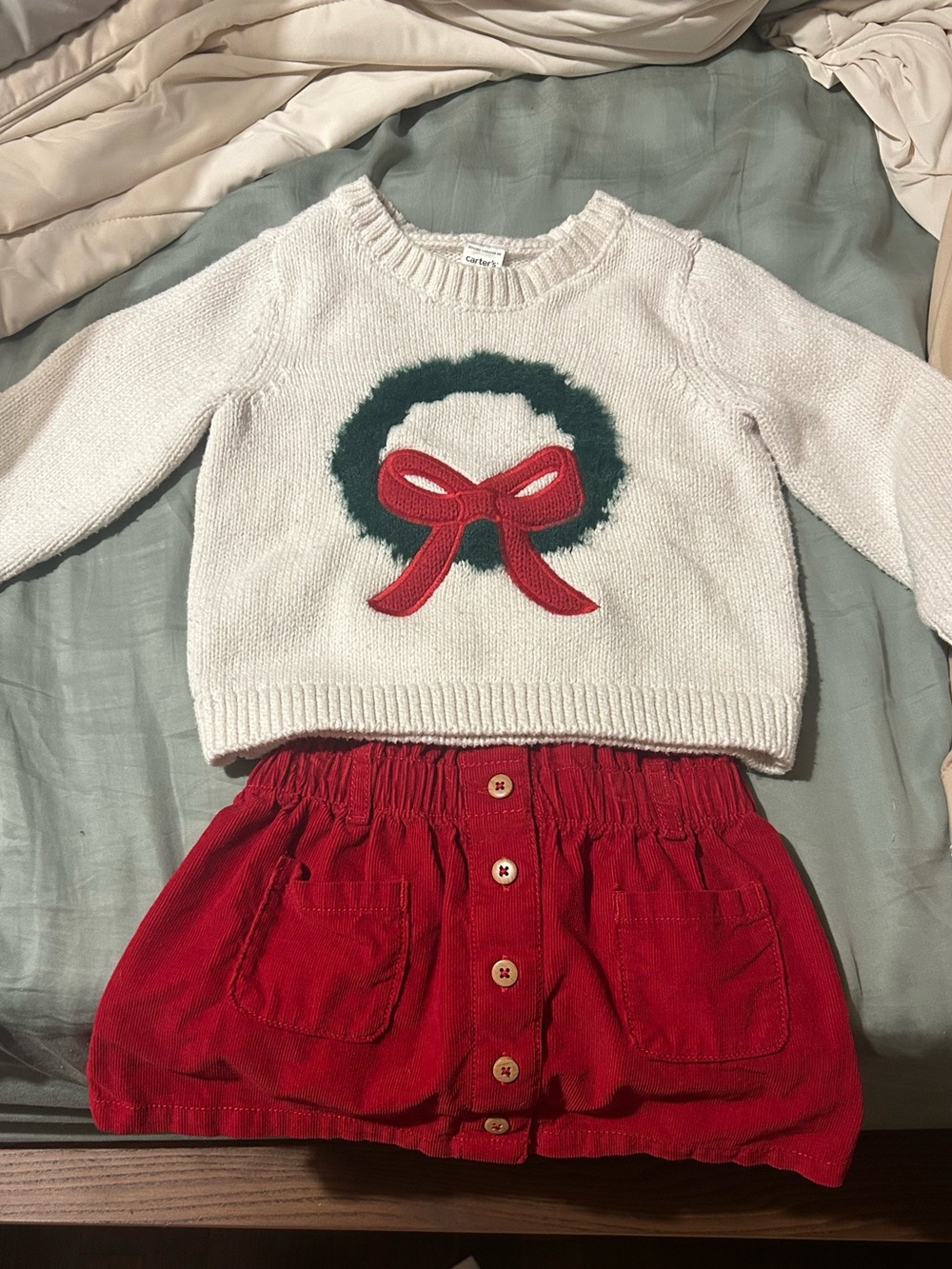 Carter’s Toddler Girl Christmas Sweater and Skirt-2T